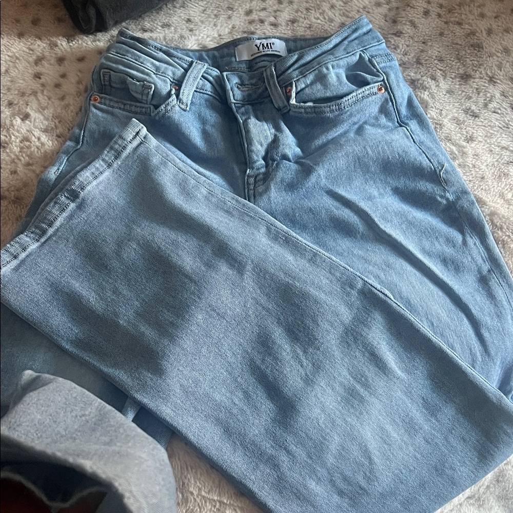 YMI Women's Sky Blue Straight Leg Jeans